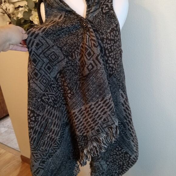 Lapis Wool Blend Long Fringe Open Front Cardigan Sweater Size M Quiet Luxury - Picture 4 of 12